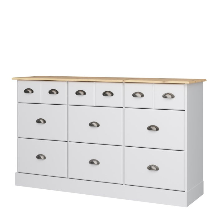Nola 6+3 Drawer Chest: White & Pine Storage Solution-right image