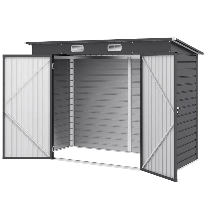 3.7 x 7.9ft Galvanised Steel Shed, with Latched Door and Padlock /Grey