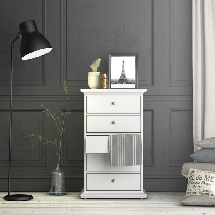 Paris 5-Drawer Chest in White Stylish Storage Solution for Any Space front image