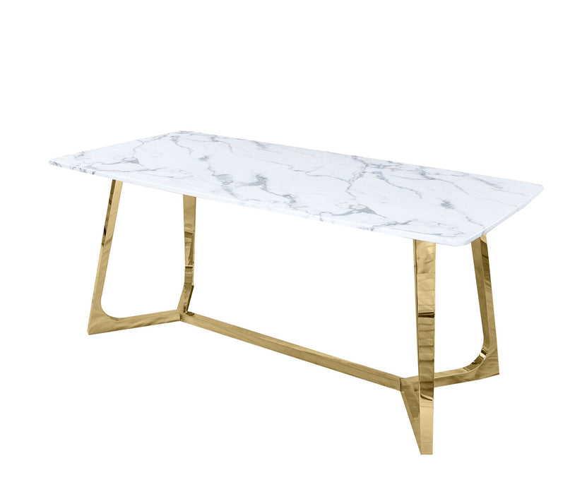 Marble Dining Table With Golden Legs Full Image