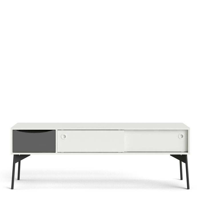TV Unite With 2 Sliding Doors By Fur Grey And White