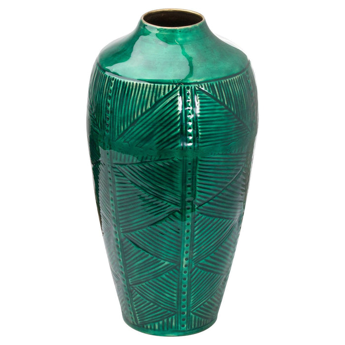 Aztec Collection Brass embossed Ceramic Dipped Urn Vase - MILES AND BRIGGS