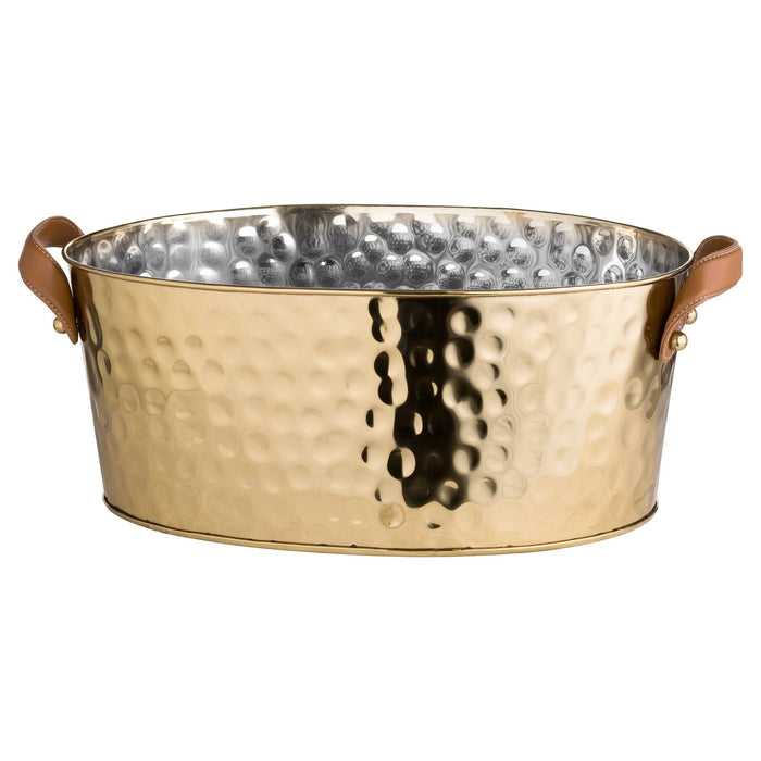 Brass Large Leather Handled Champagne Cooler - MILES AND BRIGGS