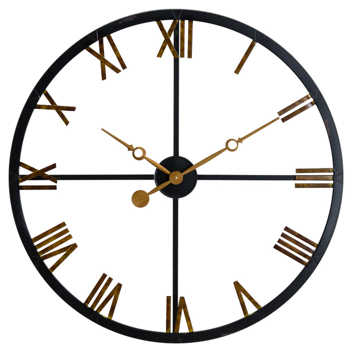 Distressed Black And Gold Skeleton Station Clock - MILES AND BRIGGS