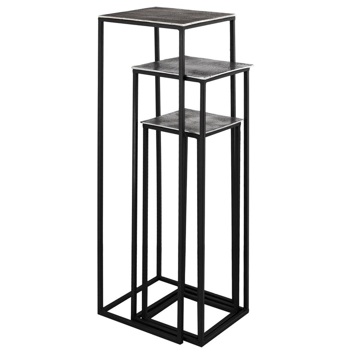 Farrah Collection Silver set of Three large Display Tables - MILES AND BRIGGS