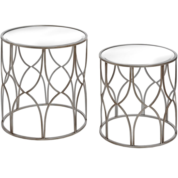 Set Of Two Lattice Detail Silver Side Table Full Set Image