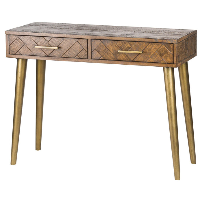 Havana Gold 2 Drawer Console Table - clear full front image