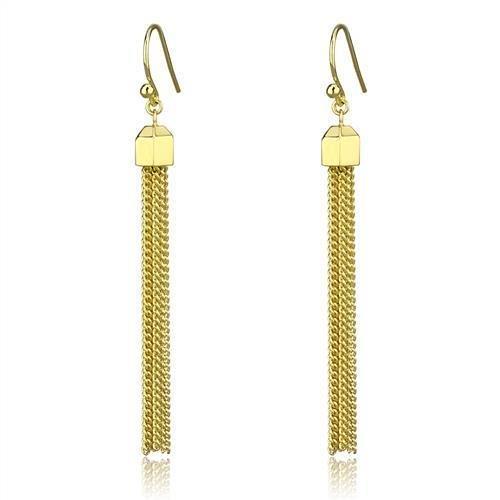 Gold Brass Earrings with Top Grade Crystal in Clear