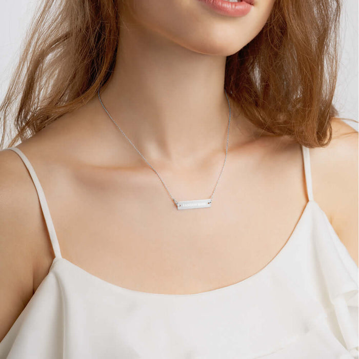 “Fashion Boss“ Engraved Silver Bar Chain Necklace - Personalized Design