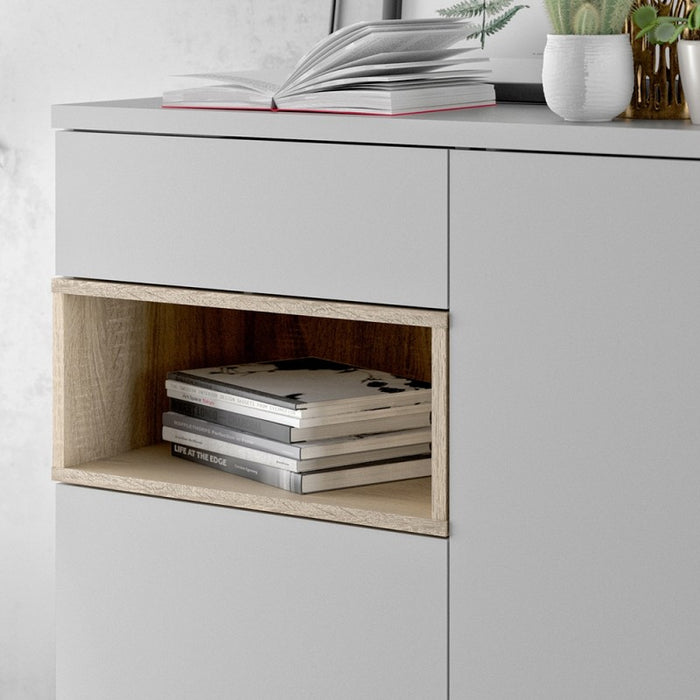 Roomers Sideboard 2 Door 1 Drawer in White and Oak