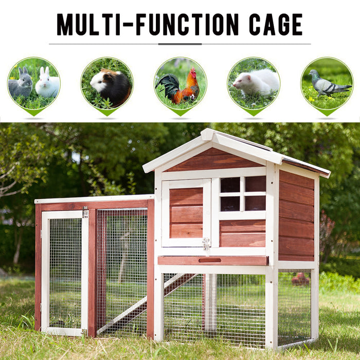 Rabbit Bunny Hutch Cage House With Linoleum Roof 2-Tier