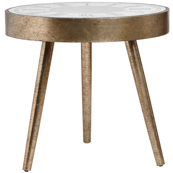 Mirrored Round Framed Clock Table With Moving Mechanism - Vitaly Decor
