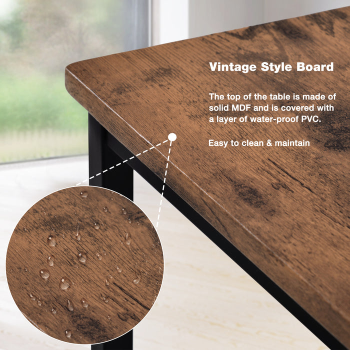 Industrial Style Large Dining Table Complete With 4 Chairs And Bench